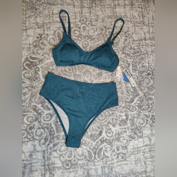 CUPSHE Women's Two Piece High Waisted Shining Bikini Set - Picture 6 of 12